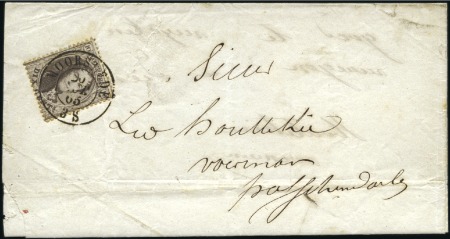 Stamp of Belgium » Belgique. 1863 Médaillons dentelés 12 1/2 10c Brun, oblitération du cachet à date de Moorsel