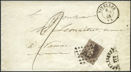 Stamp of Belgium » Belgique. 1863 Médaillons dentelés 12 1/2 10c Brun, oblitération losange de points 272 de Ni