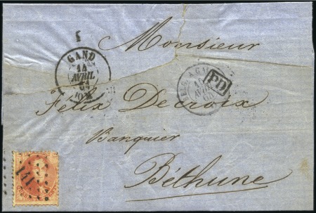 Stamp of Belgium » Belgique. 1863 Médaillons dentelés 12 1/2 : 13 1/2 40c Carmin-rose, oblitération losange de points 14