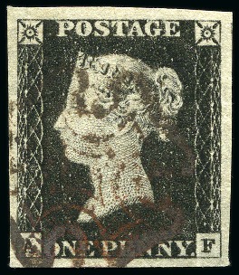 Stamp of Great Britain » 1840 1d Black and 1d Red plates 1a to 11 1840 1d Black pl.2 AF with large to very large margins, brown-red MC