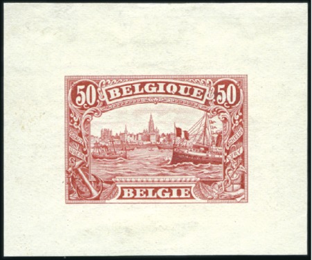 Stamp of Belgium » General issues from 1894 onwards 1915-19 Vues, 50c Anvers, quatre épreuves d'un coi