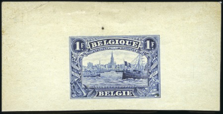 Stamp of Belgium » General issues from 1894 onwards 1915-19 Vues, 1F Anvers, épreuve en bleu sur petit