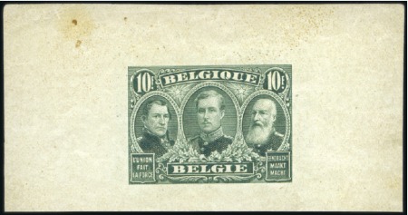 Stamp of Belgium » General issues from 1894 onwards 1915-19 Vues, 10F Belgique, épreuve en vert sur pe