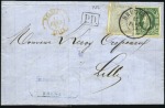 Stamp of Belgium » Belgique. Léopold 1er - Nouveau Type - Affranchissements mixtes, composés, etc. 40c rose en paire en combinaison avec 30c de 1869 