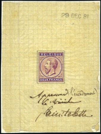 Stamp of Belgium » Belgique. 1883 Nouvelles valeurs - La Genèse Type non adopté, dessin à l'aquarelle et encre de 