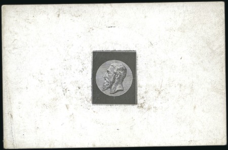 Stamp of Belgium » Belgique. 1883 Nouvelles valeurs - La Genèse Épreuve de l'effigie en noir sur fond ligné entour