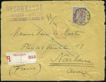 Stamp of Belgium » Belgique. 1884-91 Nouveaux types, nouvelles valeurs - Émission Petit groupe de 8 documents dont COB 51 seul (déf.