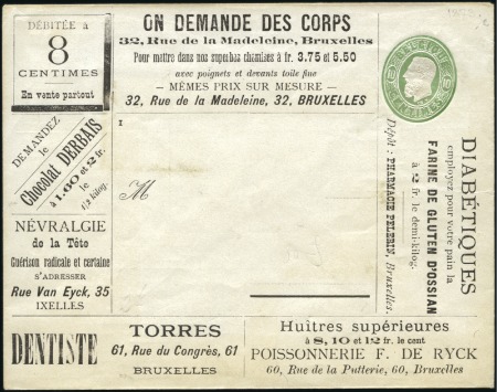 Stamp of Belgium » Belgique. 1869-83 Nouveaux types et nouvelles valeurs - Émission Enveloppe-annonce au type n°30 "ON DEMANDE DES COR