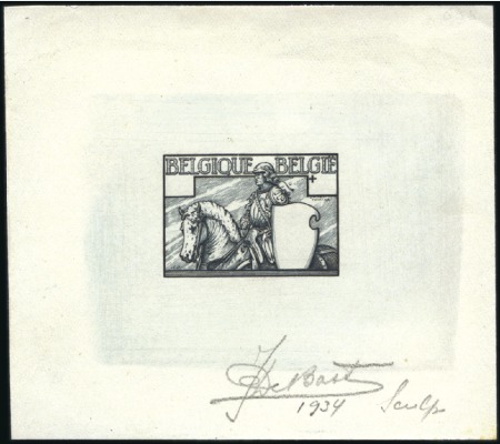 Stamp of Belgium » General issues from 1894 onwards 1934 Chevalier, sept épreuves du coin définitif en