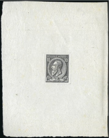 Stamp of Belgium » Belgique. 1884-91 Nouveaux types, nouvelles valeurs - La Genèse Épreuve du 10c en noir sur papier Chine, TB, très 