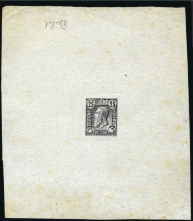 Stamp of Belgium » Belgique. 1884-91 Nouveaux types, nouvelles valeurs - La Genèse Épreuve du 25c en noir sur papier Chine, oxydation