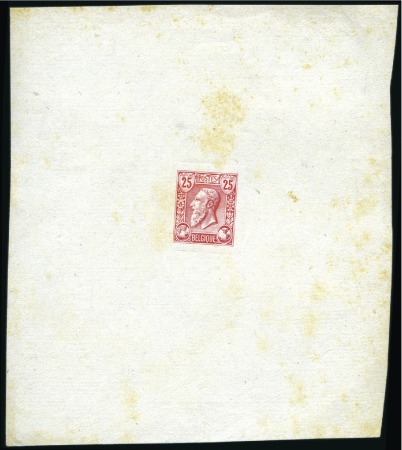 Stamp of Belgium » Belgique. 1884-91 Nouveaux types, nouvelles valeurs - La Genèse 25c, épreuve en rouge sur papier Chine, oxydation,