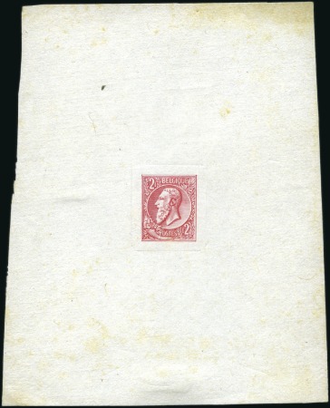 Stamp of Belgium » Belgique. 1884-91 Nouveaux types, nouvelles valeurs - La Genèse Épreuve du 2F en rouge sur papier Chine, légère ox