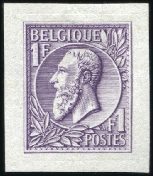 Stamp of Belgium » Belgique. 1884-91 Nouveaux types, nouvelles valeurs - La Genèse Épreuves en violet de la série complète : 10c, 20c