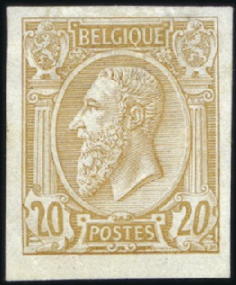 Stamp of Belgium » Belgique. 1884-91 Nouveaux types, nouvelles valeurs - La Genèse Épreuves sur papier blanc : 20c bistre, 20c bistre