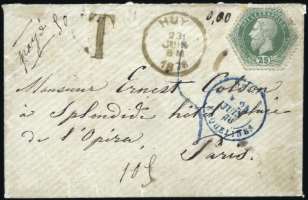 Stamp of Belgium » General issues from 1894 onwards 1871 Léopold II, fond plein, 25c vert, exemplaire 