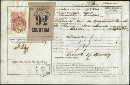 Stamp of Belgium » General issues from 1894 onwards PETIT PAQUET: Étiquette rose du tarif N°2 à 50c, o
