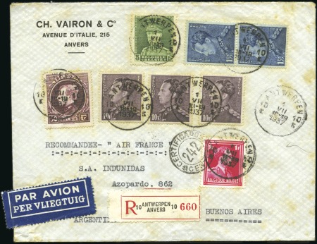 Stamp of Belgium » General issues from 1894 onwards 1920-37, Lot de sept lettres de poste aérienne don