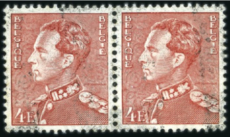Stamp of Belgium » General issues from 1894 onwards 1950 "Poortman" 4F rouge en paire, essai de couleu