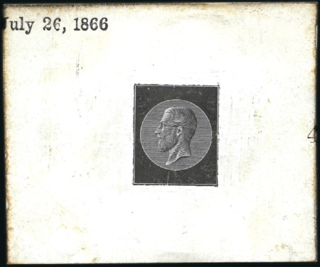 Stamp of Belgium » Belgique. 1869-83 Nouveaux types et nouvelles valeurs - La Genèse Proposition de De La Rue, Épreuve en noir sur peti