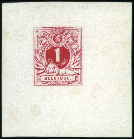 Stamp of Belgium » Belgique. 1869-83 Nouveaux types et nouvelles valeurs - La Genèse 1c non adopté, type 2, 1c rose vif en photogravure