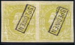 Stamp of Belgium » Belgique. 1869-83 Nouveaux types et nouvelles valeurs - La Genèse Lot de 12 timbres avec surcharges SPECIMEN: 1c, 2c