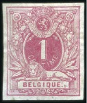 Stamp of Belgium » Belgique. 1869-83 Nouveaux types et nouvelles valeurs - La Genèse 1c en épreuve de la planche sur papier mince : en 