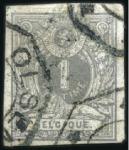 Stamp of Belgium » Belgique. 1869-83 Nouveaux types et nouvelles valeurs - La Genèse 1c en épreuve de la planche sur papier mince : en 
