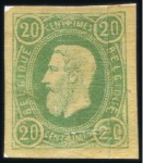 Stamp of Belgium » Belgique. 1869-83 Nouveaux types et nouvelles valeurs - La Genèse 20c en trois épreuves de la planche en couleurs se