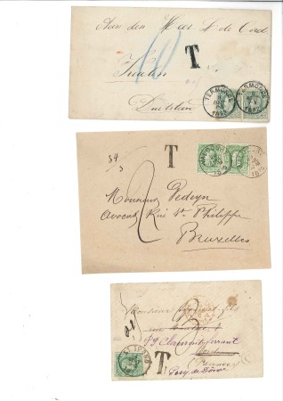 Stamp of Belgium » Belgique. 1869-83 Nouveaux types et nouvelles valeurs - Émission 10c vert en paire sur lettre taxée pour l'Allemagn