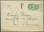 Stamp of Belgium » Belgique. 1869-83 Nouveaux types et nouvelles valeurs - Émission 10c vert en paire sur lettre taxée pour l'Allemagn