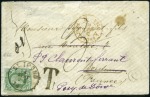 Stamp of Belgium » Belgique. 1869-83 Nouveaux types et nouvelles valeurs - Émission 10c vert en paire sur lettre taxée pour l'Allemagn