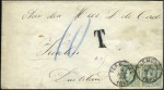 Stamp of Belgium » Belgique. 1869-83 Nouveaux types et nouvelles valeurs - Émission 10c vert en paire sur lettre taxée pour l'Allemagn