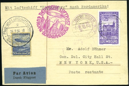 Stamp of Luxembourg 1936 Card franked Luxembourg FIP Congress 1,25F + 