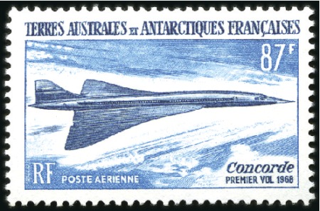 Stamp of Colonies françaises » TAAF 1969 87Fr Concorde ERROR OF VALUE, a perfect nh ex