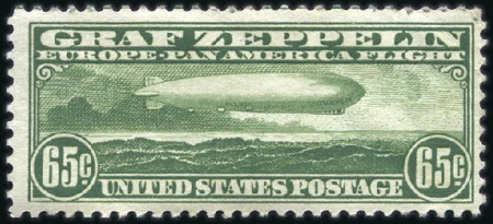 Stamp of United States 1930 Graf Zeppelin set, decent centring, og, minor