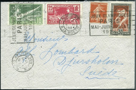 Stamp of France 1924 Olympic Issue 10c, 25c, 30c and a 10 definini