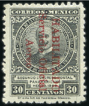 Stamp of Mexico 1929 Habilitado Official airmail set of 9, very fr