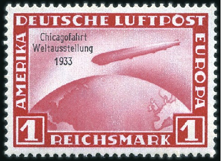 Stamp of Germany » German Empire 1933 Graf Zeppelin Chicago Flight set, fresh and l