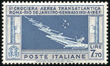 Stamp of Italy 1930 7.70L Balbo Crossing, perfect centring and nh