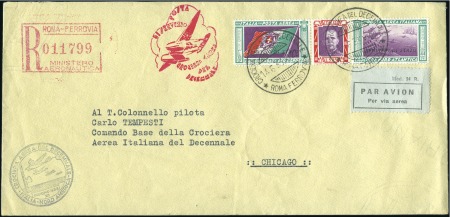 Stamp of Italy 1933 Balbo triptych with "SERVIZIO DI STATO" ovpts