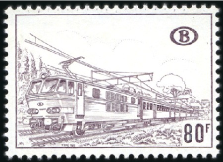 Stamp of Belgium » General issues from 1894 onwards 1968 Locomotives électriques, 80F violet sur papie