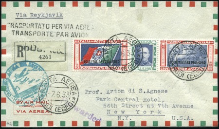 Stamp of Italy » Aegean Islands 1933 Balbo Transtatlantic Flight, both triptychs t