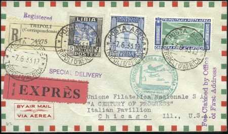 Stamp of Italy » Italian Colonies and Possessions » Tripolitania 1933 North Atlantic Crossing set, each value tied