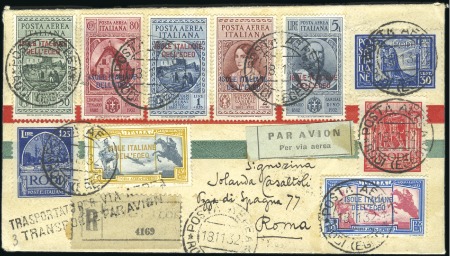 Stamp of Italy » Aegean Islands 1932 Garibaldi set plus 3 other stamps tied by Rod
