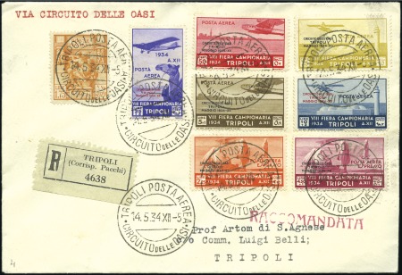 Stamp of Italy » Italian Colonies and Possessions » Tripolitania 1934 "Circuit of the Oases" set tied to flown reg'