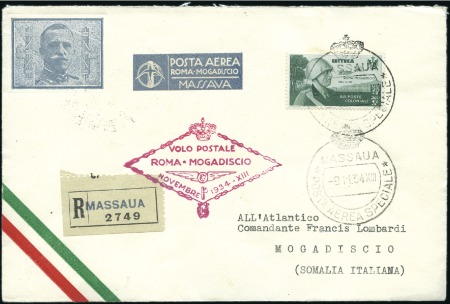 Stamp of Italy » Italian Colonies and Possessions 1934  Rome-Mogadiscio flights, set of four matched