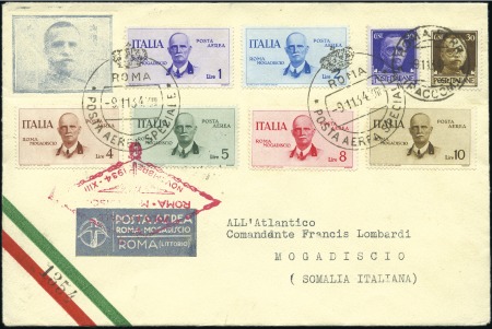 Stamp of Italy 1934 Rome-Mogadiscio set (plus add'l 70c franking)