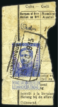 Stamp of Belgium » General issues from 1894 onwards 1915 "Roue Ailée", 5c vert, 25c bleu et 40c vert, 