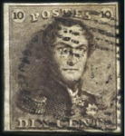 Stamp of Belgium » Belgique. 1849 Epaulettes - Émission 10c Brun, lot de quatre nuances différentes compre